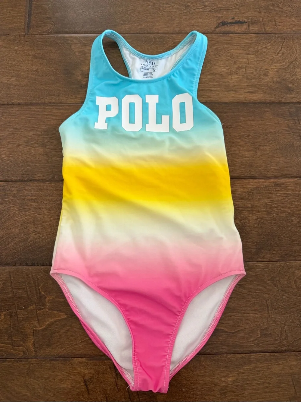 Polo by Ralph Lauren Kids Tie Dye One-Piece Swimsuit - Blue/Yellow/Pink